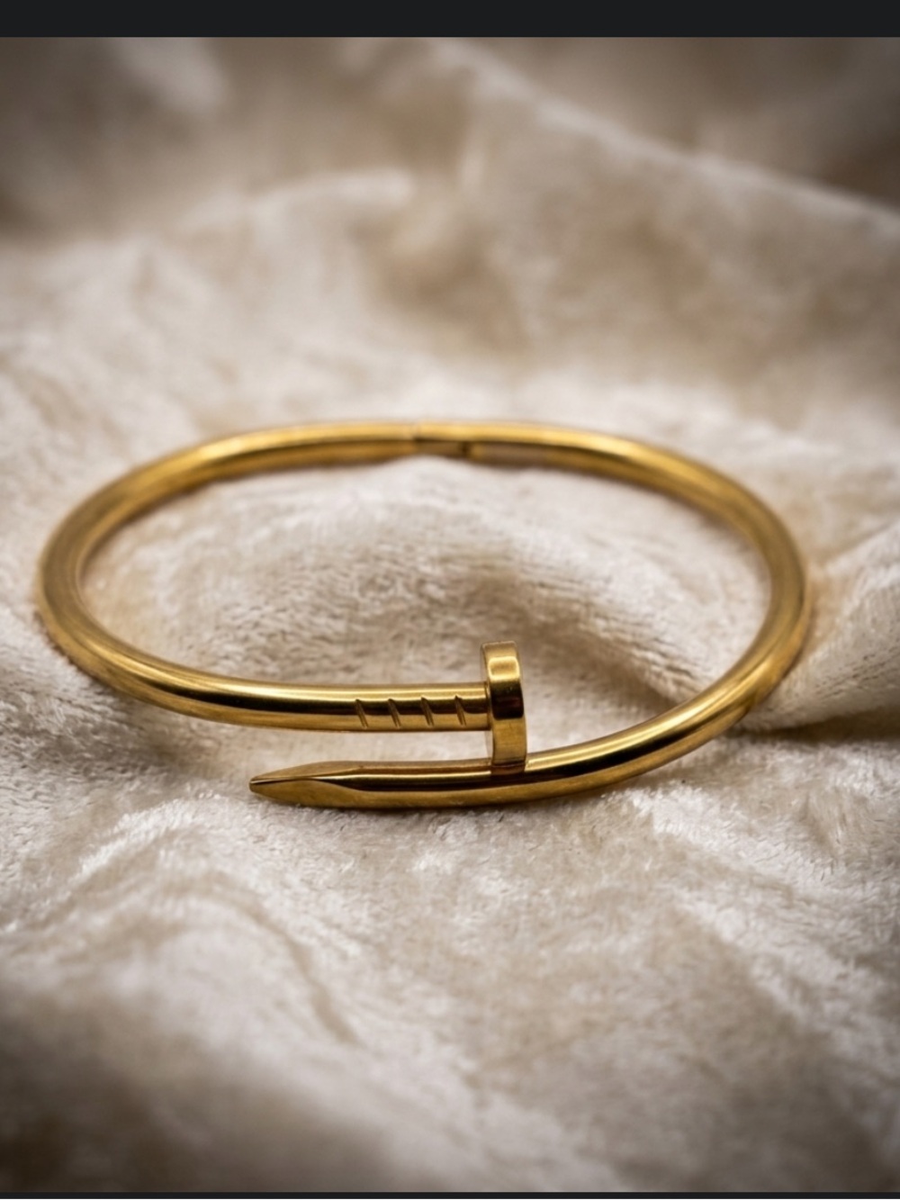Nail Bangle Bracelet Gold Tone